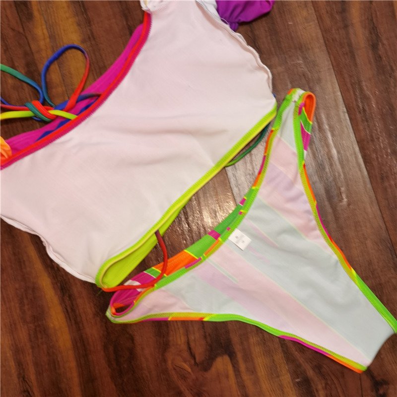Tie Dye Swimwear 2021 Women's Swimsuit Separate Long Sleeve Swimming Suit Push Up Bikinis Bachelorette Party Trikini