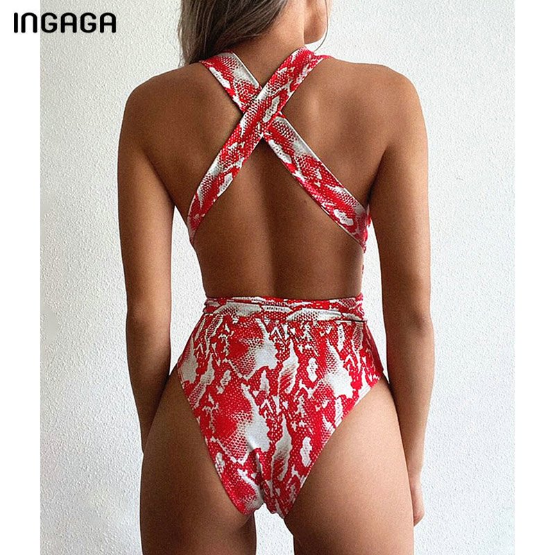 INGAGA 2021 Sexy Plunging Swimsuit One Piece High Cut Swimwear Women Cross Bandage Beachwear Summer Backless Bathing Suit Women INGAGA 2021 Sexy Plunging Swimsuit One Piece High Cut Swimwear Women Cross Bandage Beachwear Summer Backless Bathing Suit Women