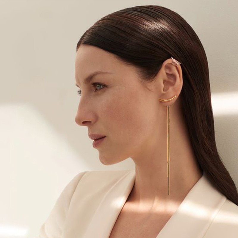 Vintage Gold Color Bar Long Thread Tassel Drop Earrings for Women Glossy Arc Geometric Korean Earring Fashion Jewelry 2020 New