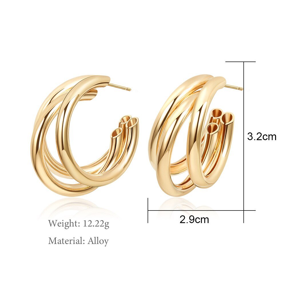 Golden Big hoop Earrings Korean Geometry Metal Gold Earrings For women Female Retro Drop Earrings 2021 Trend Fashion Jewelry