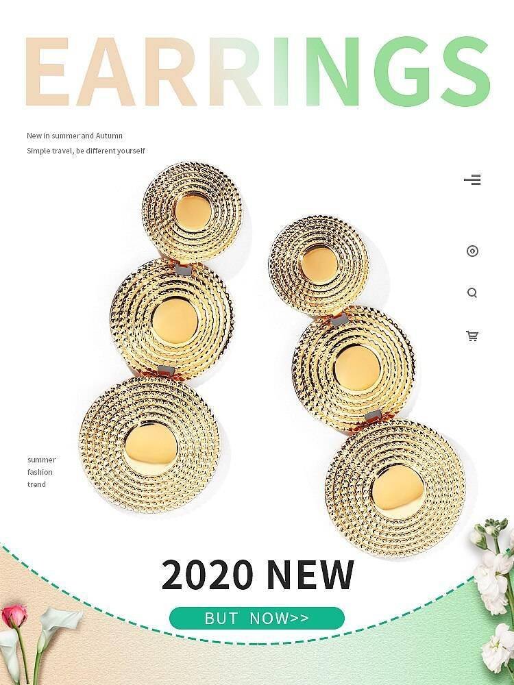 WYBU Hand Made Round Sheets Metal Drop Earring Bollywood Style Traditional Indian Ear Jewelry Twisted and Textured Gold Finish