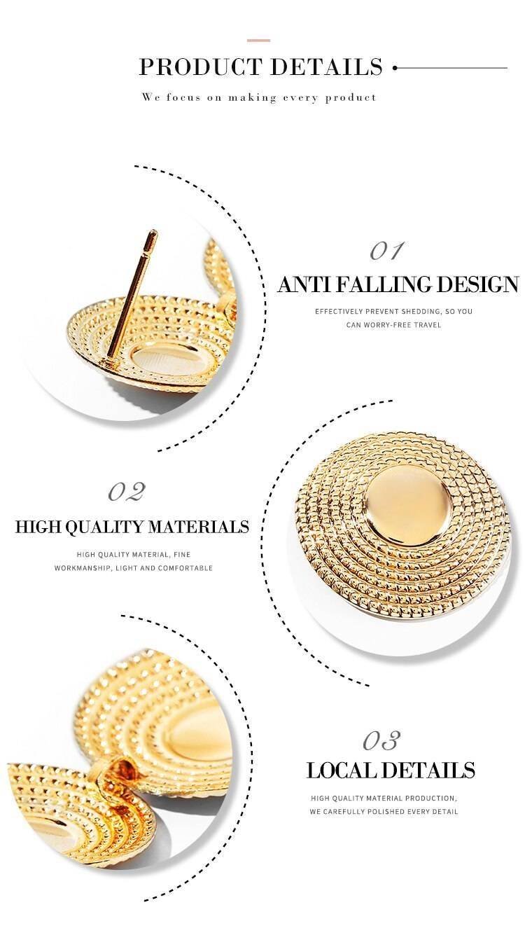 WYBU Hand Made Round Sheets Metal Drop Earring Bollywood Style Traditional Indian Ear Jewelry Twisted and Textured Gold Finish