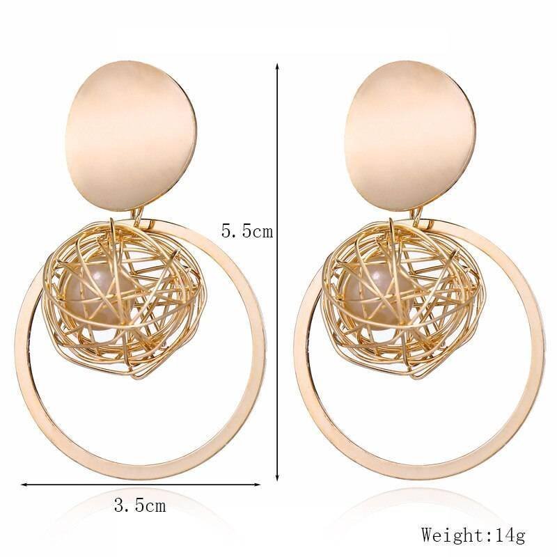 WYBU Hand Made Round Sheets Metal Drop Earring Bollywood Style Traditional Indian Ear Jewelry Twisted and Textured Gold Finish