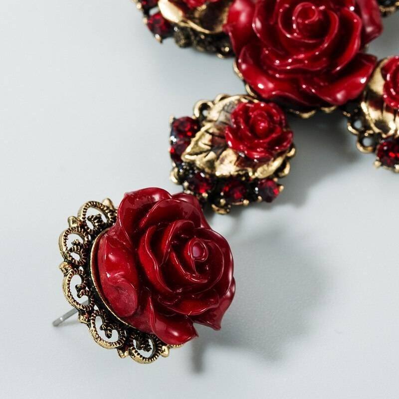 KMVEXO Baroque Vintage Gold Cross Earrings for Women Girls Enamel Rose Flowers Earrings Brincos Fashion Statement Jewelry 2020 KMVEXO Baroque Vintage Gold Cross Earrings for Women Girls Enamel Rose Flowers Earrings Brincos Fashion Statement Jewelry 2020