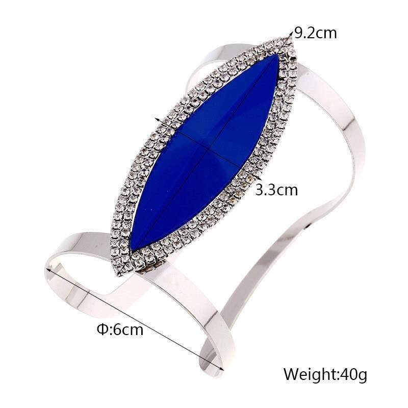LZHLQ 2021 New Fashion Maxi Metal Bangles Women Trendy Resin Mosaic Crystal Bracelet Smooth Wide Opening Adjustable Bangle