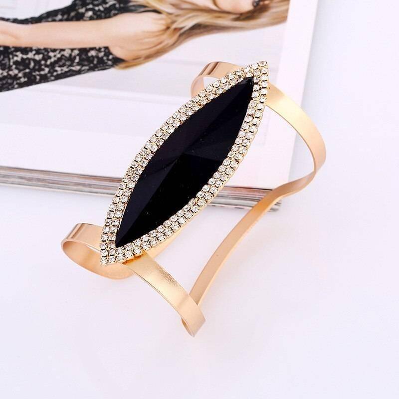 LZHLQ 2021 New Fashion Maxi Metal Bangles Women Trendy Resin Mosaic Crystal Bracelet Smooth Wide Opening Adjustable Bangle
