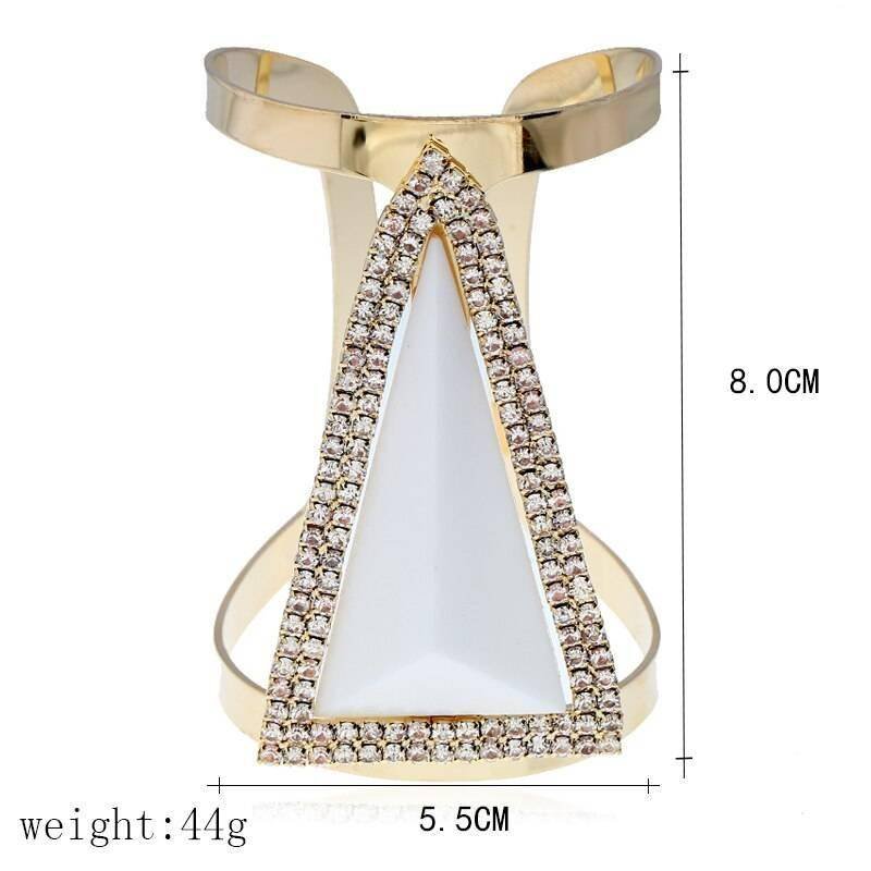 LZHLQ 2021 New Fashion Maxi Metal Bangles Women Trendy Resin Mosaic Crystal Bracelet Smooth Wide Opening Adjustable Bangle