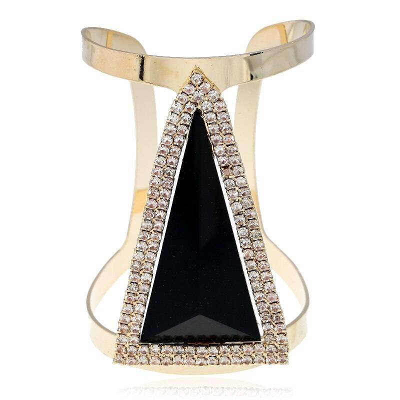 LZHLQ 2021 New Fashion Maxi Metal Bangles Women Trendy Resin Mosaic Crystal Bracelet Smooth Wide Opening Adjustable Bangle