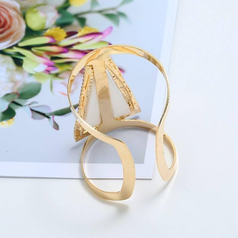 LZHLQ 2021 New Fashion Maxi Metal Bangles Women Trendy Resin Mosaic Crystal Bracelet Smooth Wide Opening Adjustable Bangle