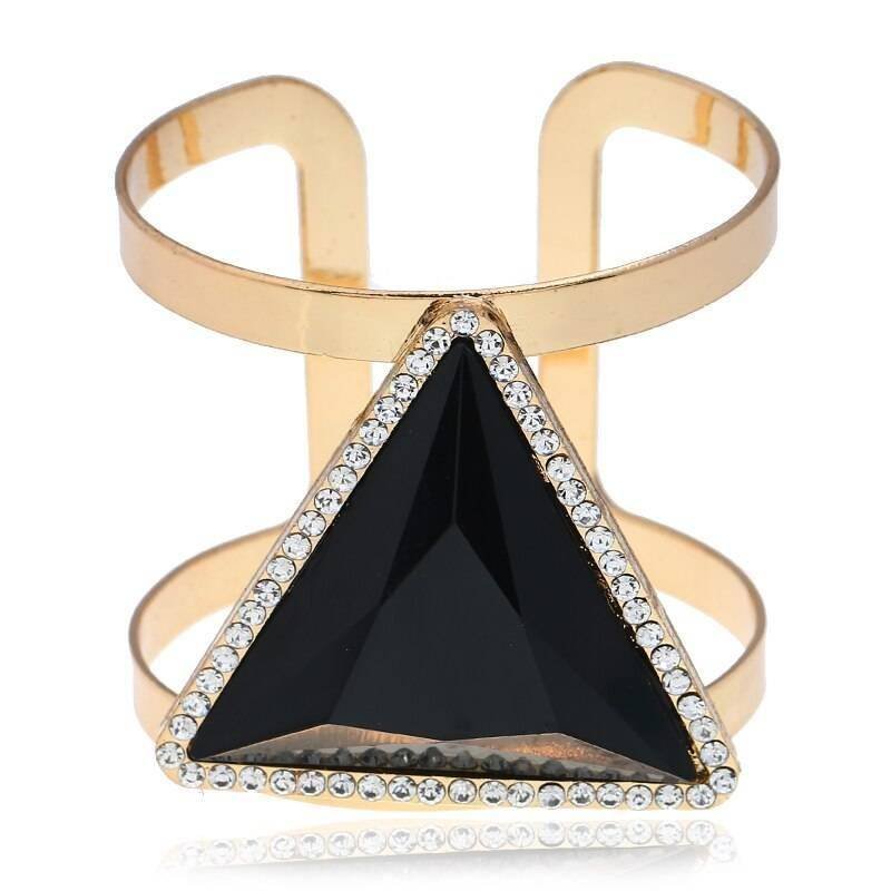 LZHLQ 2021 New Fashion Maxi Metal Bangles Women Trendy Resin Mosaic Crystal Bracelet Smooth Wide Opening Adjustable Bangle