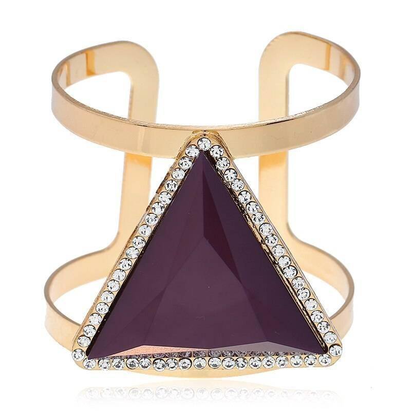 LZHLQ 2021 New Fashion Maxi Metal Bangles Women Trendy Resin Mosaic Crystal Bracelet Smooth Wide Opening Adjustable Bangle