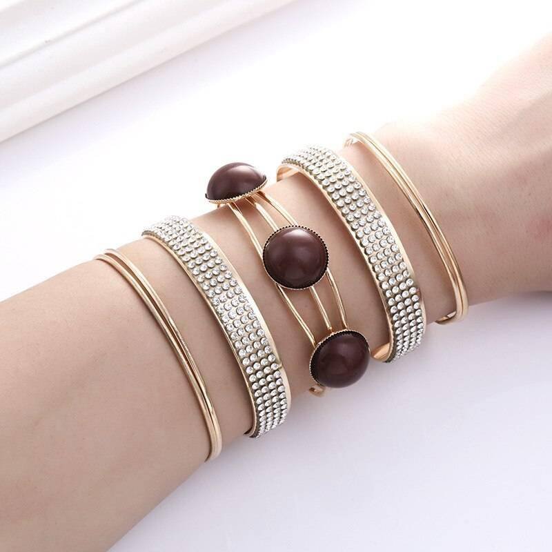 LZHLQ 2021 New Fashion Maxi Metal Bangles Women Trendy Resin Mosaic Crystal Bracelet Smooth Wide Opening Adjustable Bangle
