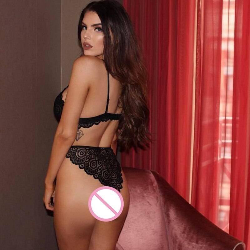 Lace Babydoll Open Bra Set Women Sexy Bra G-String & Lingerie Sets Embroidery Transparent Bralette Set Erotic Sexy Underwear Set