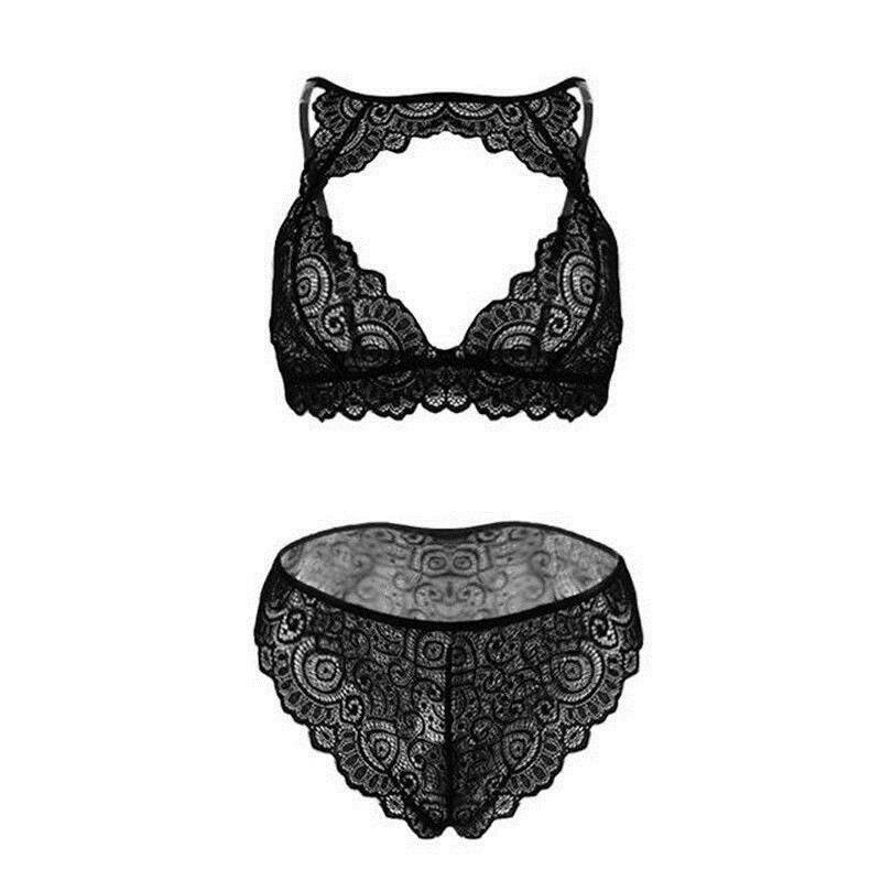 Lace Babydoll Open Bra Set Women Sexy Bra G-String & Lingerie Sets Embroidery Transparent Bralette Set Erotic Sexy Underwear Set