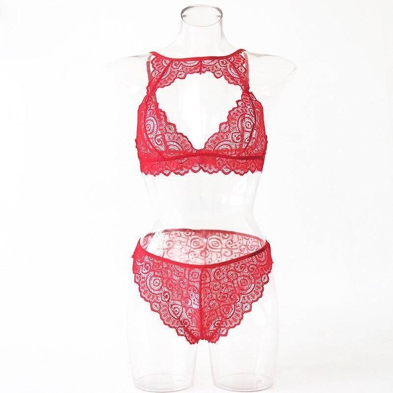 Lace Babydoll Open Bra Set Women Sexy Bra G-String & Lingerie Sets Embroidery Transparent Bralette Set Erotic Sexy Underwear Set