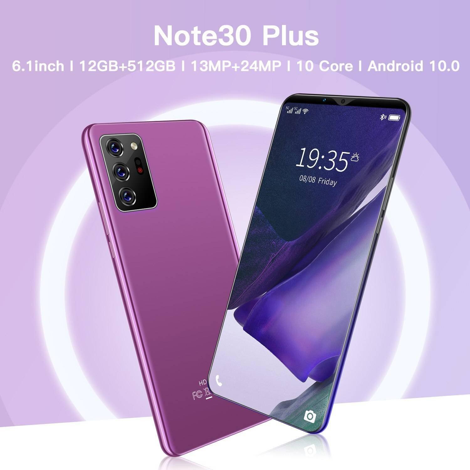 Note30 Plus Cheap Smart Phone 2021 New 4+64GB 13+24MP 1080*2320 Andriod 10 Cellphones 4800mAh Face ID MTK6889 Mobile Phone