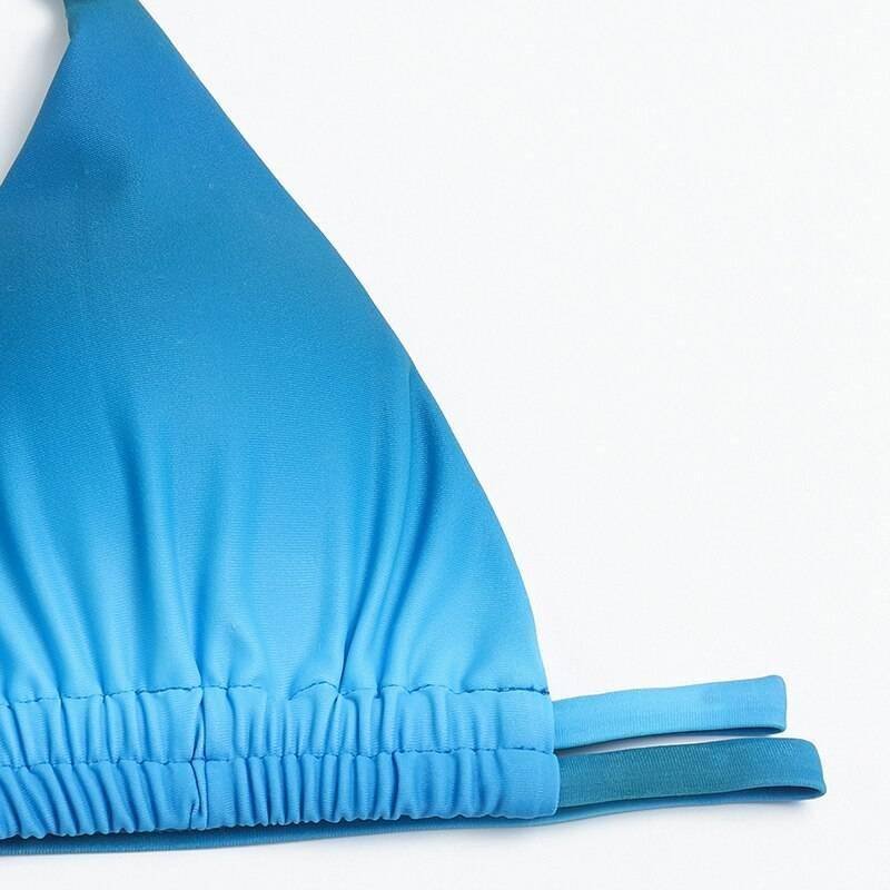 Sexy pink print swimsuit 3pieces mesh bikini set Triangle micro bikini String halter swimwear women Low waist bathing suit New