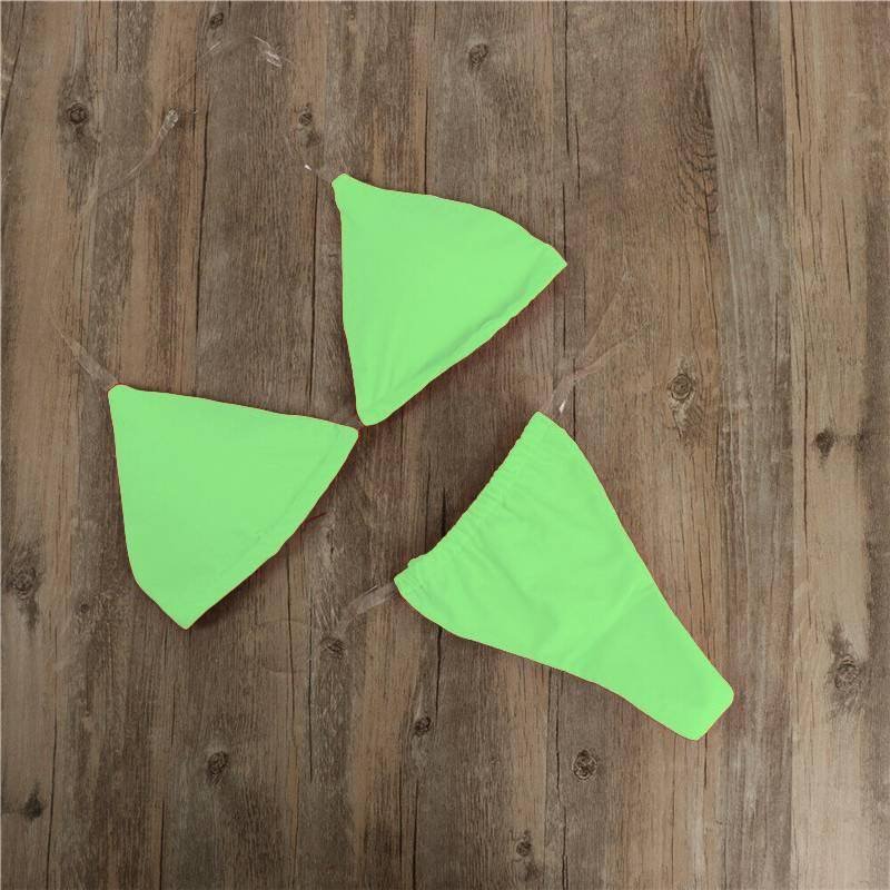 Swimsuit Women Bikini Set Summer Brazilian Swimwear Sexy Transparent Straps Halter Neck Solid G-String Bra Thong Push Up Bathing