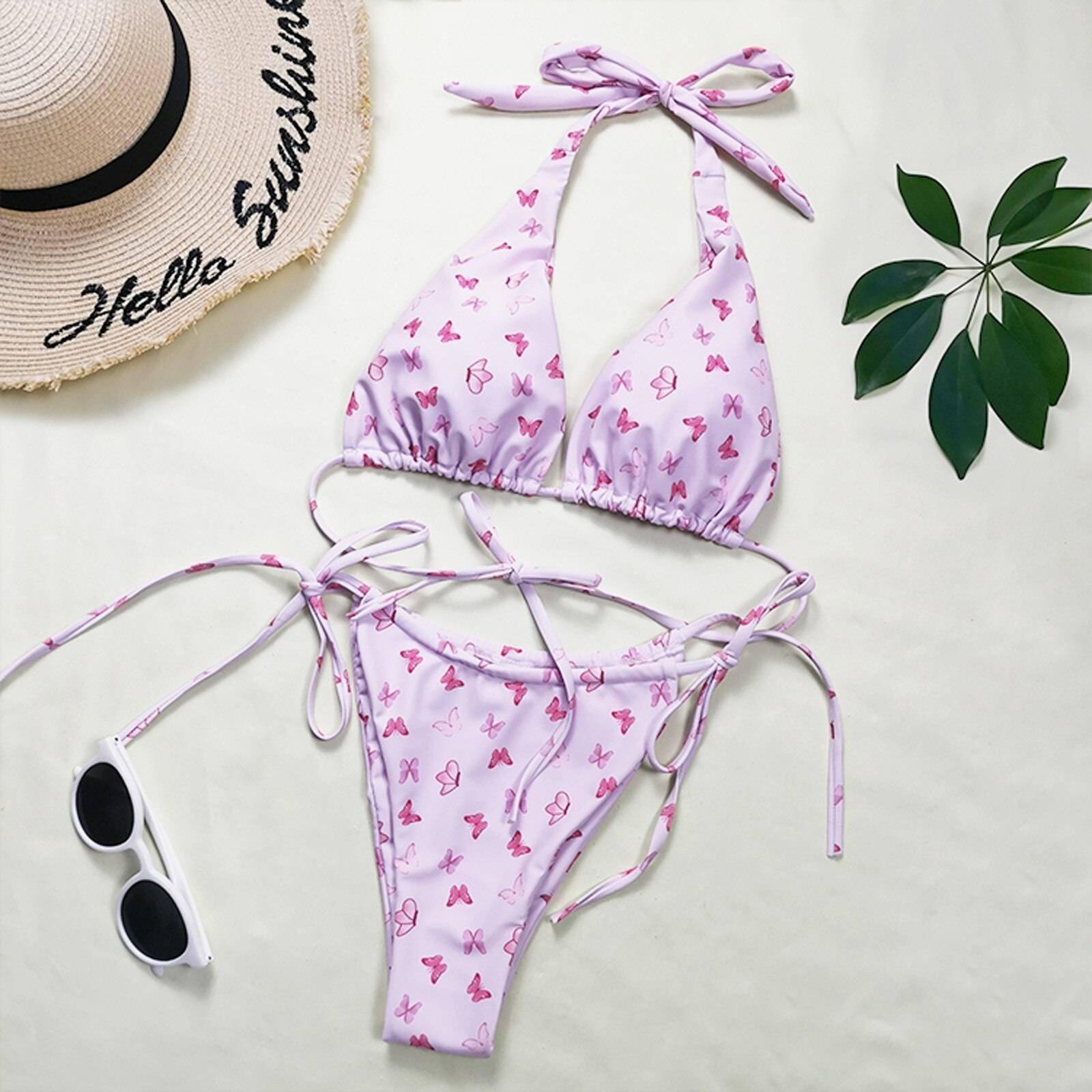 Swimwear Women Thong Print Swimsuit Sexy Push Up Micro Bikinis Set Swimming Bathing Suit Women Beachwear Brazilian Bikini 2021