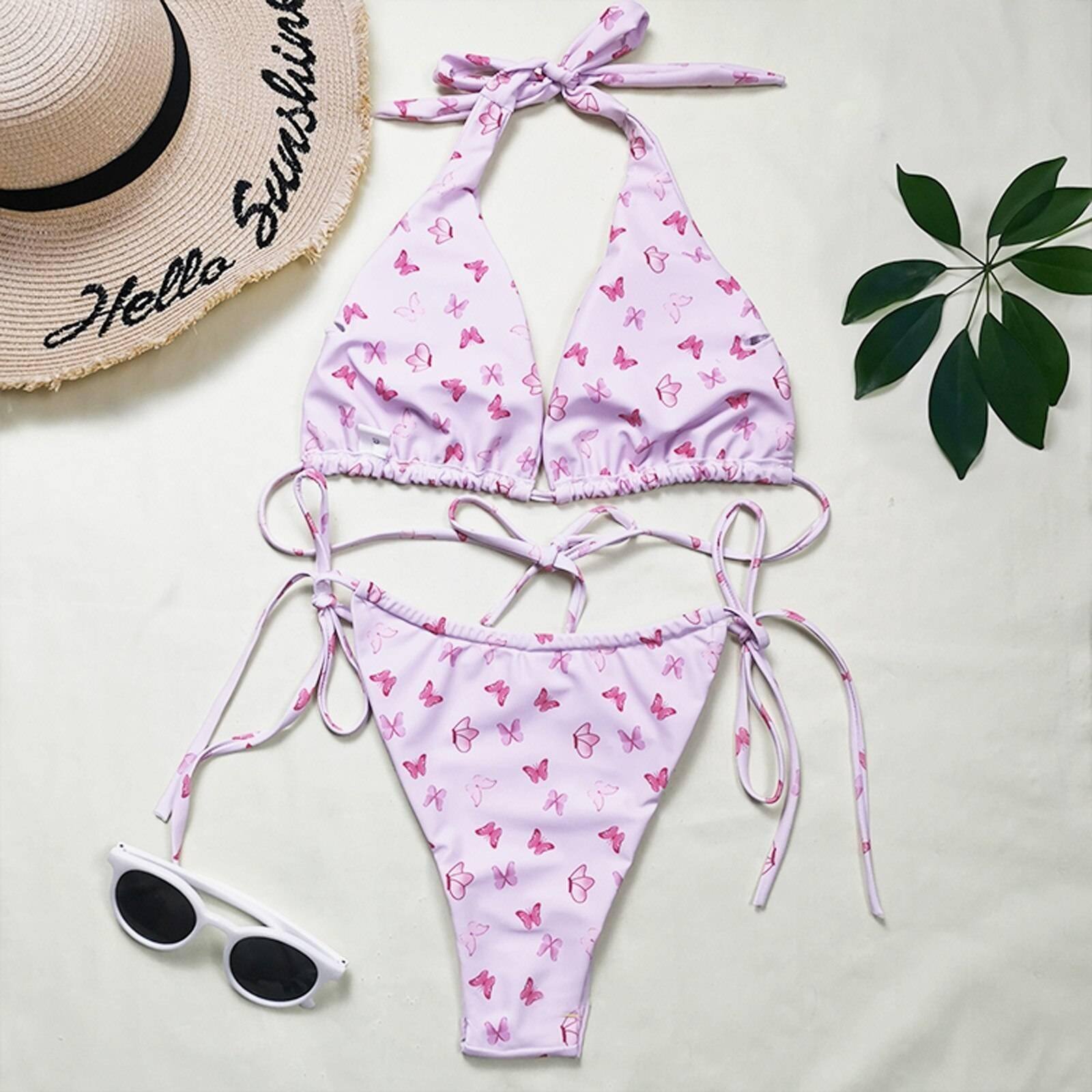 Swimwear Women Thong Print Swimsuit Sexy Push Up Micro Bikinis Set Swimming Bathing Suit Women Beachwear Brazilian Bikini 2021