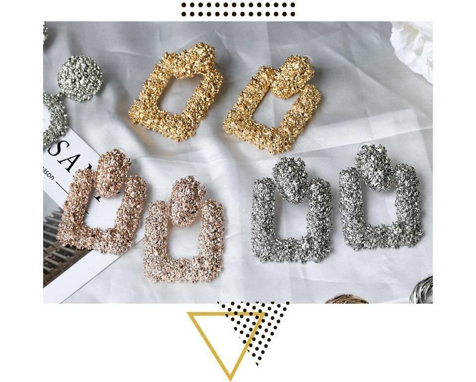 VCORM Vintage Fashion Gold Big Pendant Earrings for Women Geometry Crossed Metal Loops Drop Earrings Statement Women Jewelry