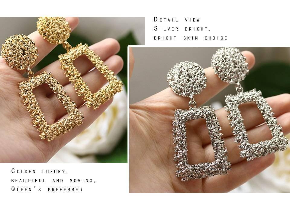 VCORM Vintage Fashion Gold Big Pendant Earrings for Women Geometry Crossed Metal Loops Drop Earrings Statement Women Jewelry