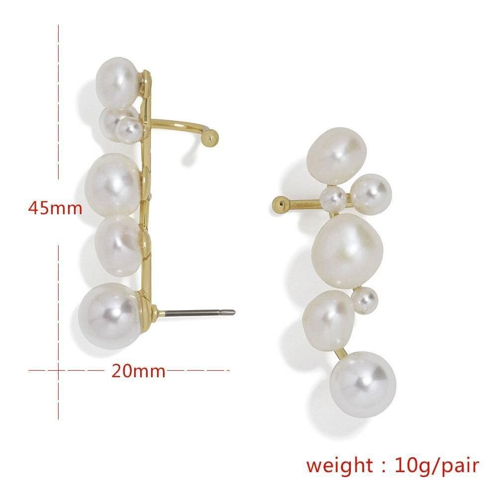 Women Elegant White/Black Simulated Pearls Statement Earrings Big Small Circle Round Metal Gold Hoop Earrings Nightclub Jewelry