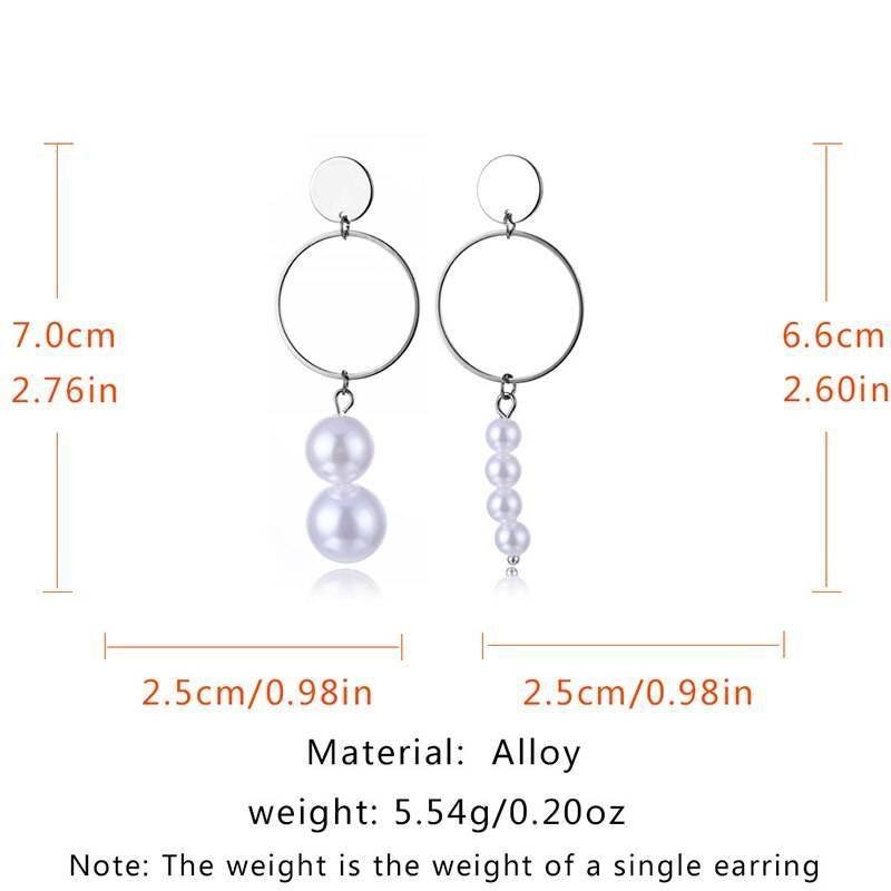 Women Elegant White/Black Simulated Pearls Statement Earrings Big Small Circle Round Metal Gold Hoop Earrings Nightclub Jewelry