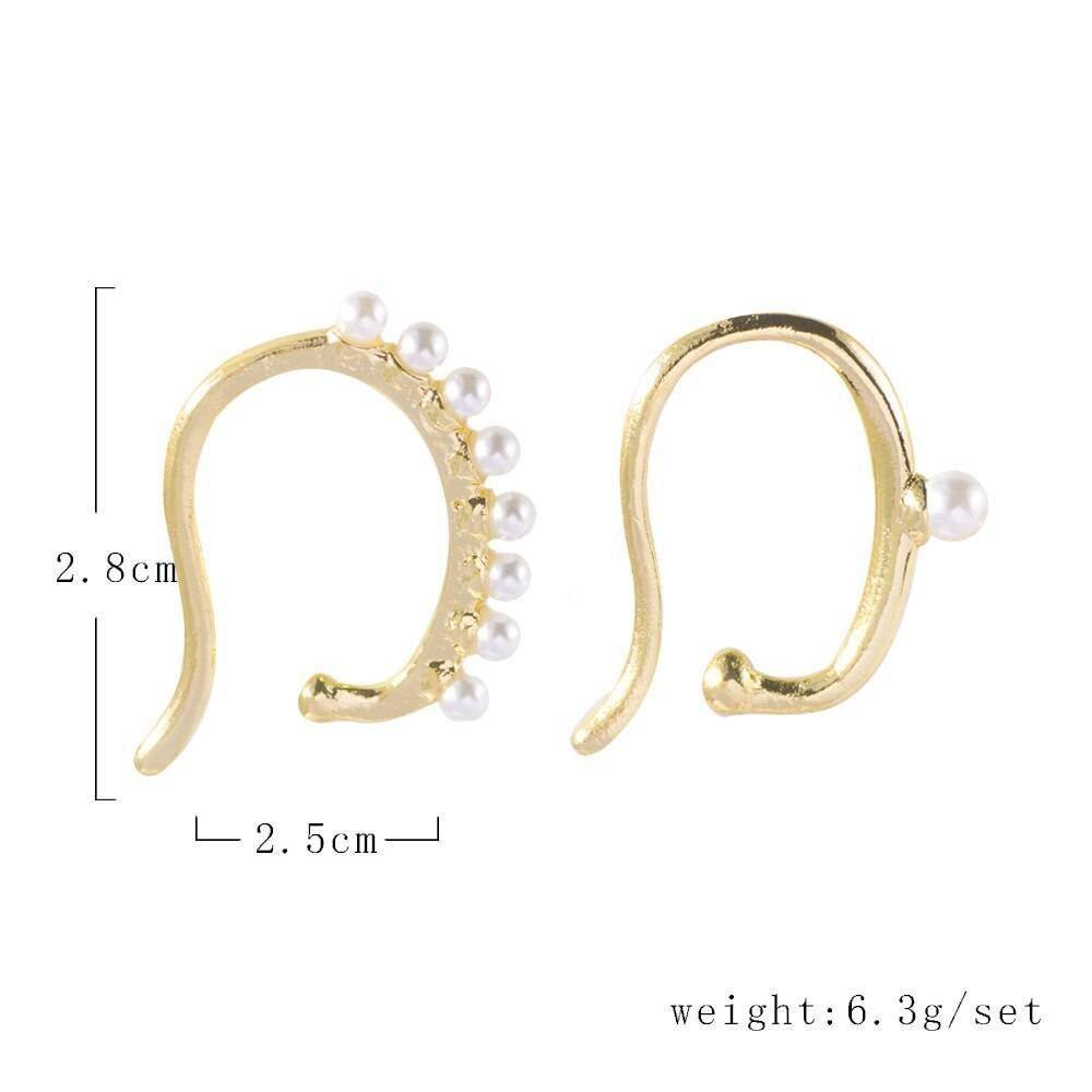Women Elegant White/Black Simulated Pearls Statement Earrings Big Small Circle Round Metal Gold Hoop Earrings Nightclub Jewelry