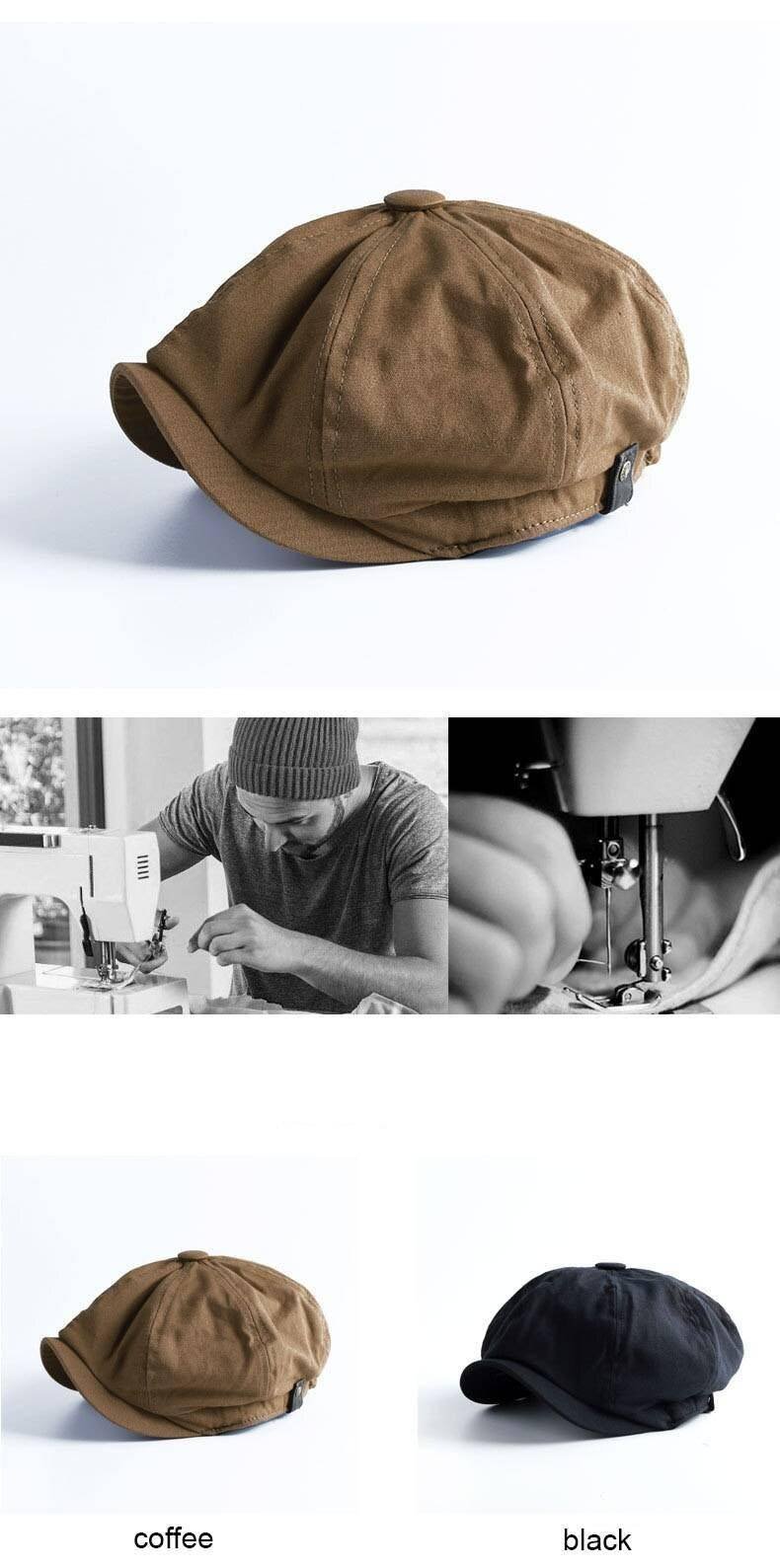 British Style Newsboy Cap Men Cotton Ascot Cap Beckham Khaki Male Spring Summer Vintage Brand New Octagonal Flat Cap