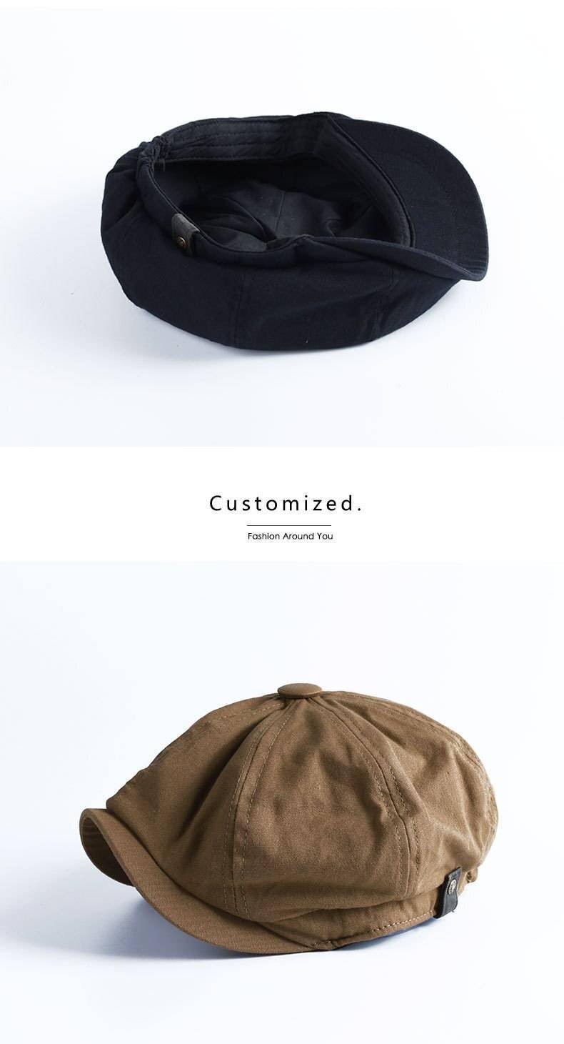 British Style Newsboy Cap Men Cotton Ascot Cap Beckham Khaki Male Spring Summer Vintage Brand New Octagonal Flat Cap