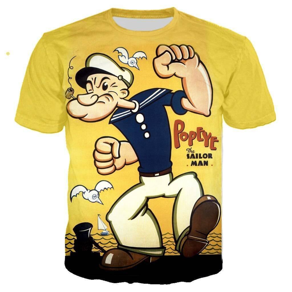 Cartoon Popeye Harajuku Anime Hot sale Men Women unisex 3D Clothing T-Shirt Sweatshirts Top Tees Plus Size 6XL ins tshirt Funny