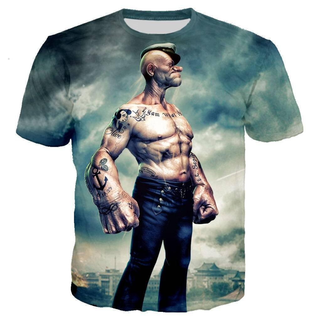 Cartoon Popeye Harajuku Anime Hot sale Men Women unisex 3D Clothing T-Shirt Sweatshirts Top Tees Plus Size 6XL ins tshirt Funny