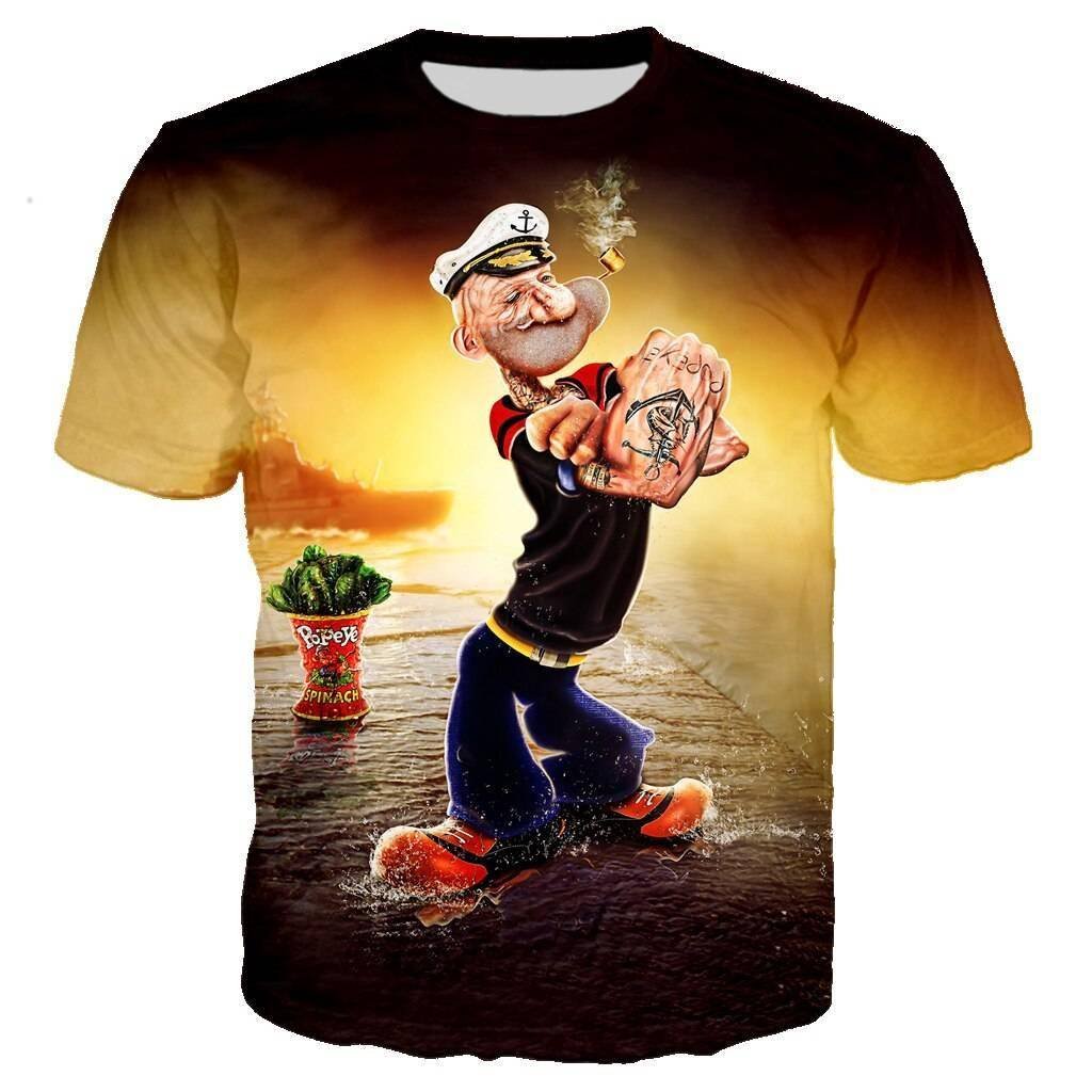 Cartoon Popeye Harajuku Anime Hot sale Men Women unisex 3D Clothing T-Shirt Sweatshirts Top Tees Plus Size 6XL ins tshirt Funny