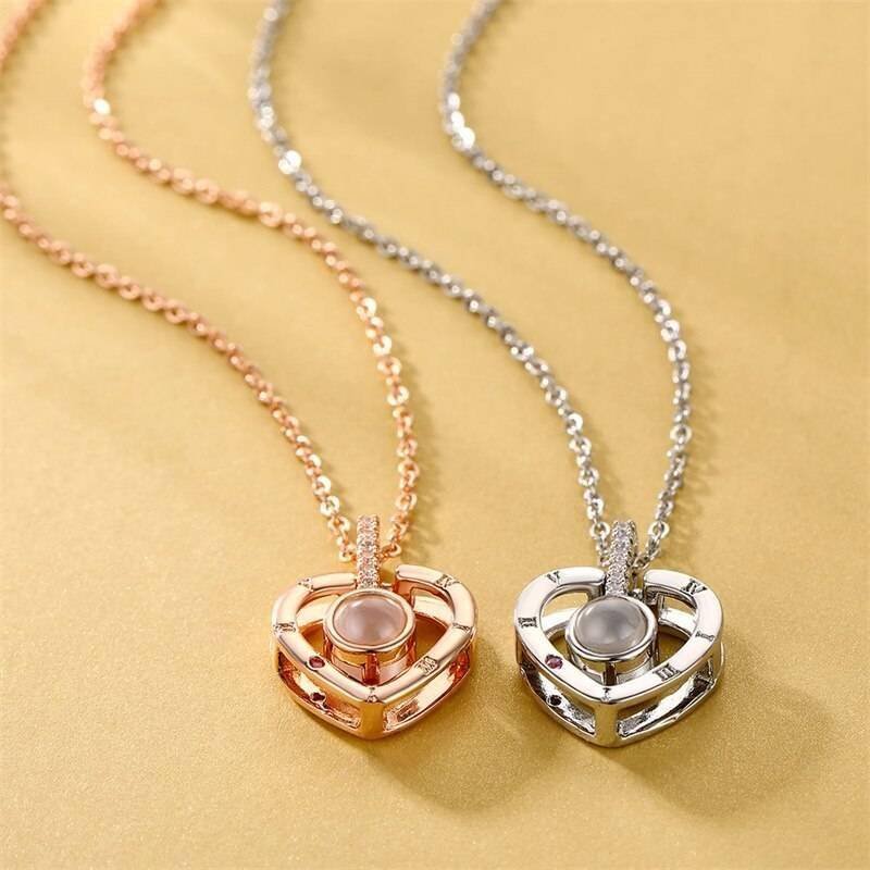 Letter Necklace 100 Languages I Love You Projection Pendant Necklace Women Jewelry Collier Femme Bijoux 2019 Best Friends Gifts