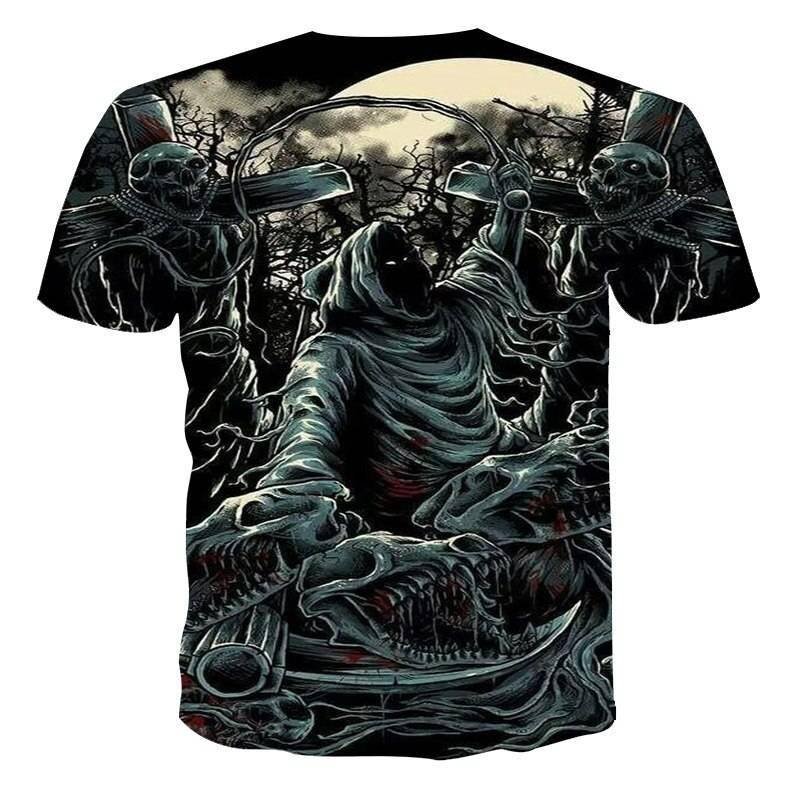 Fashion Summer T-Shirt Men 2021 3D Skull Printing Men's T-Shirt Breathable Streetwear Splicing Printing T Shirt Men Size XXS-6XL