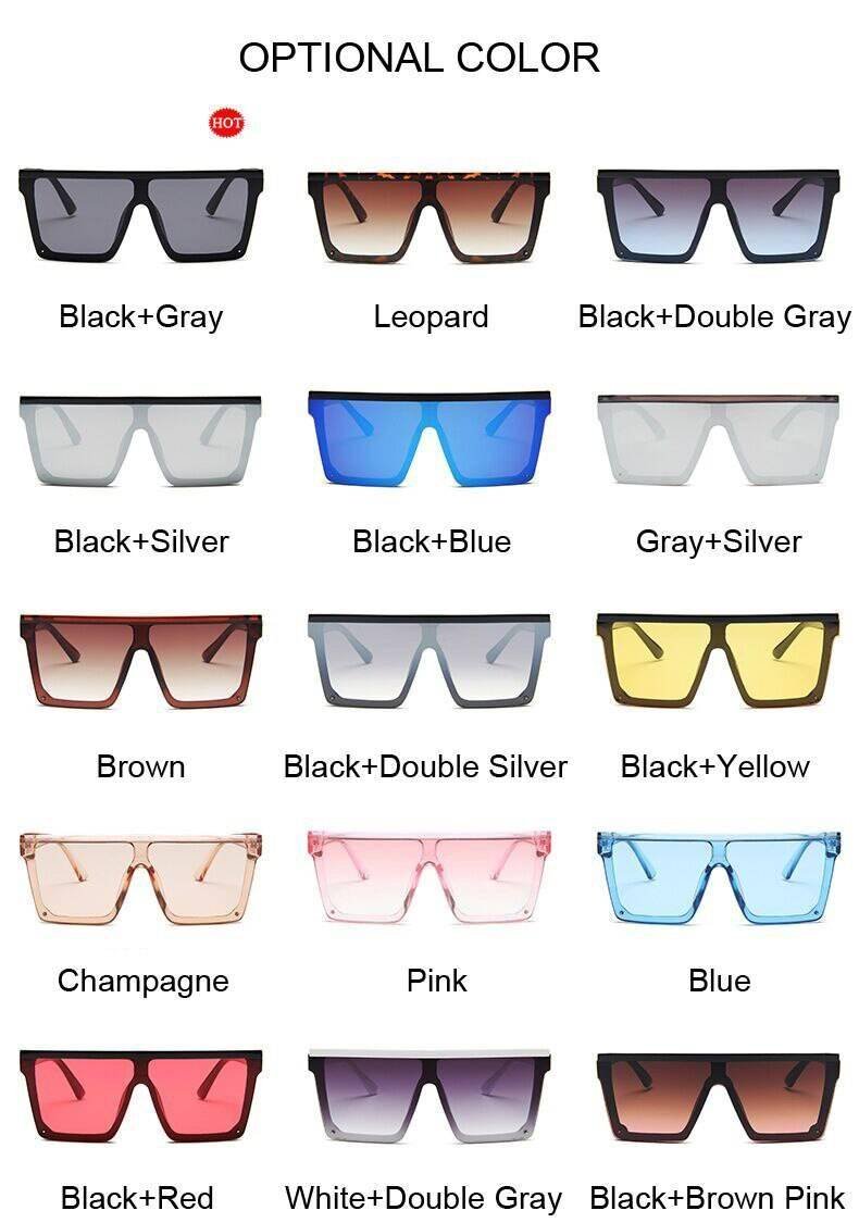 New Black Square Sunglasses Women Big Frame Fashion Retro Mirror Sun Glasses Female Brand Vintage Lady Lunette De Soleil Femme