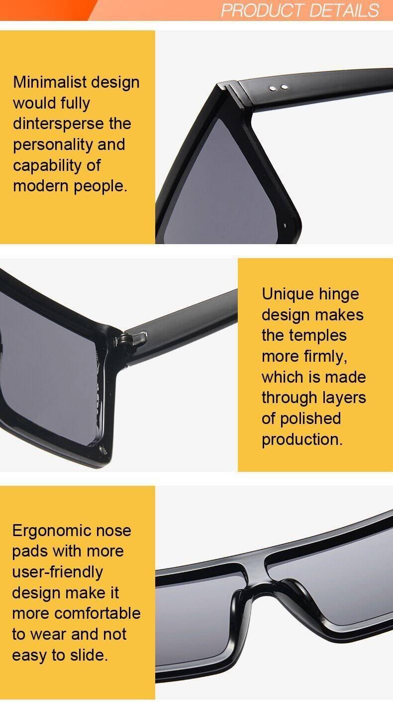 New Black Square Sunglasses Women Big Frame Fashion Retro Mirror Sun Glasses Female Brand Vintage Lady Lunette De Soleil Femme