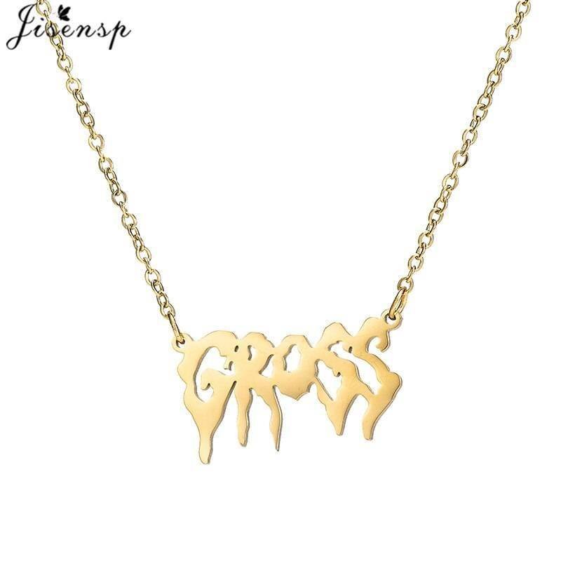 Hip Hop Art Letter Stainless Steel Necklace Gothic Punk Gross babygirl angel Baby princess prince Pendant Harajuku Necklace Gift