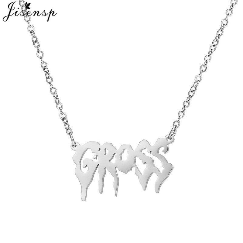 Hip Hop Art Letter Stainless Steel Necklace Gothic Punk Gross babygirl angel Baby princess prince Pendant Harajuku Necklace Gift