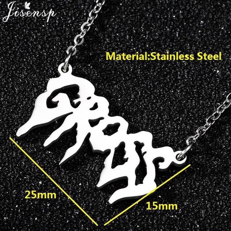 Hip Hop Art Letter Stainless Steel Necklace Gothic Punk Gross babygirl angel Baby princess prince Pendant Harajuku Necklace Gift