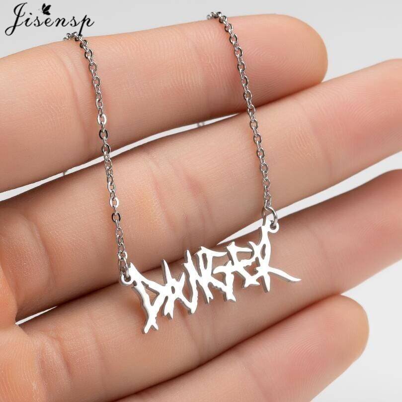 Hip Hop Art Letter Stainless Steel Necklace Gothic Punk Gross babygirl angel Baby princess prince Pendant Harajuku Necklace Gift