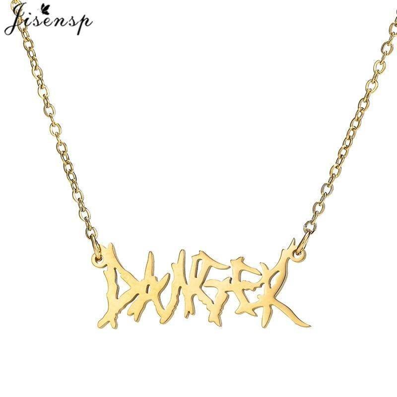 Hip Hop Art Letter Stainless Steel Necklace Gothic Punk Gross babygirl angel Baby princess prince Pendant Harajuku Necklace Gift