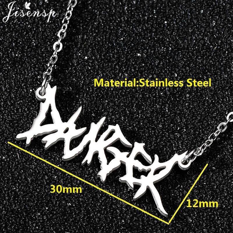 Hip Hop Art Letter Stainless Steel Necklace Gothic Punk Gross babygirl angel Baby princess prince Pendant Harajuku Necklace Gift