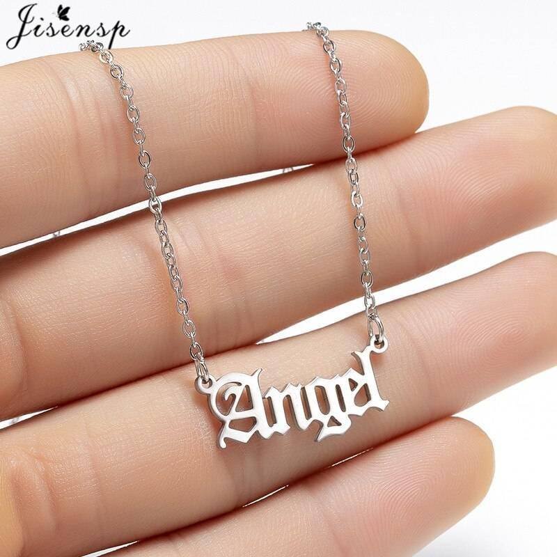 Hip Hop Art Letter Stainless Steel Necklace Gothic Punk Gross babygirl angel Baby princess prince Pendant Harajuku Necklace Gift