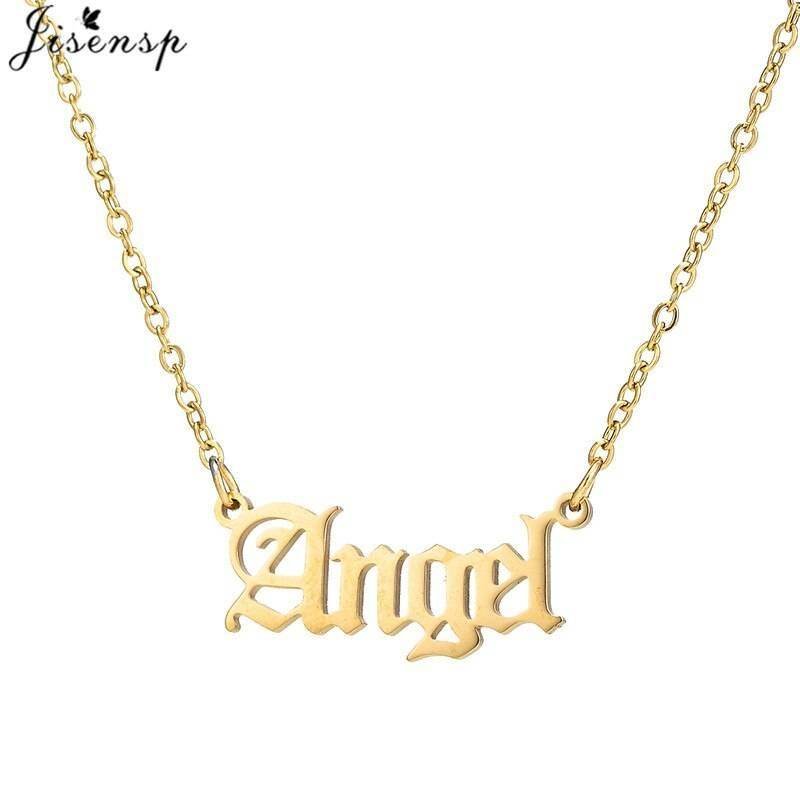 Hip Hop Art Letter Stainless Steel Necklace Gothic Punk Gross babygirl angel Baby princess prince Pendant Harajuku Necklace Gift