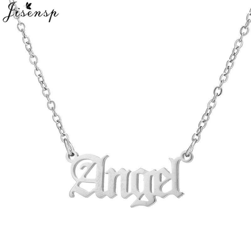 Hip Hop Art Letter Stainless Steel Necklace Gothic Punk Gross babygirl angel Baby princess prince Pendant Harajuku Necklace Gift