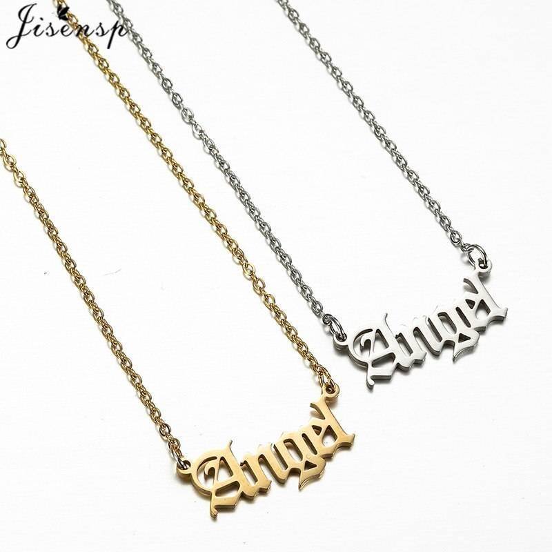Hip Hop Art Letter Stainless Steel Necklace Gothic Punk Gross babygirl angel Baby princess prince Pendant Harajuku Necklace Gift