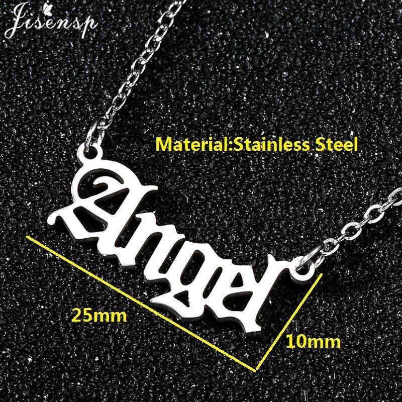 Hip Hop Art Letter Stainless Steel Necklace Gothic Punk Gross babygirl angel Baby princess prince Pendant Harajuku Necklace Gift