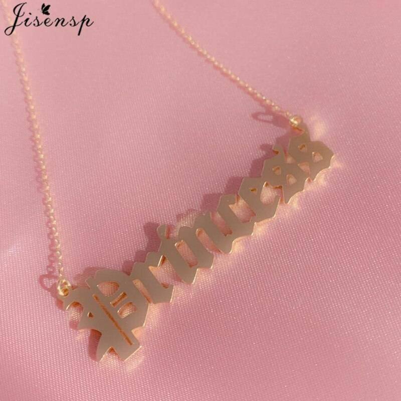 Hip Hop Art Letter Stainless Steel Necklace Gothic Punk Gross babygirl angel Baby princess prince Pendant Harajuku Necklace Gift